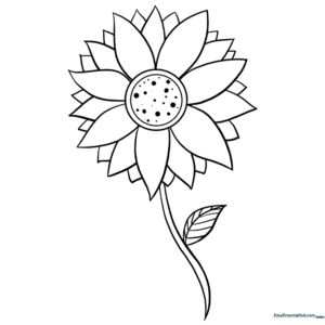 Detailed sunflower coloring page with large petals and a textured center for children to color.