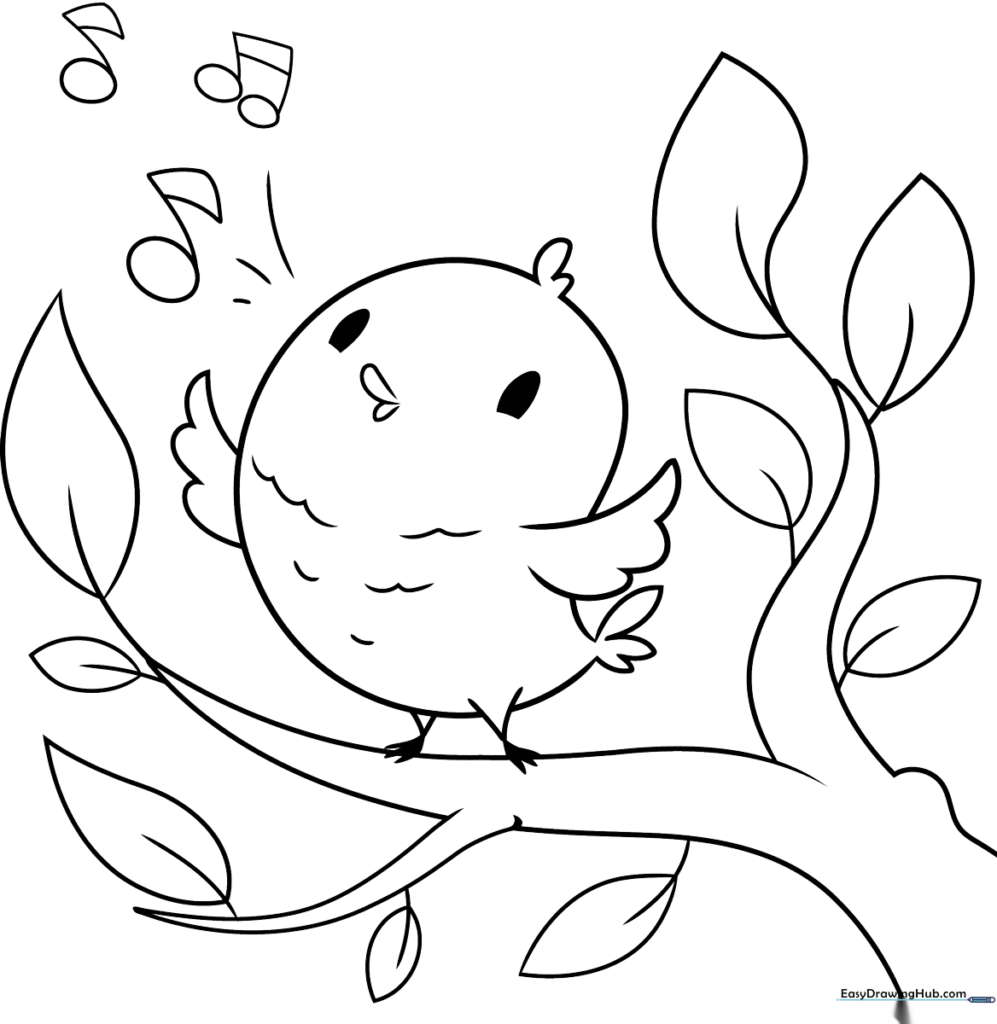 Cute Garden Bird Coloring Sheet