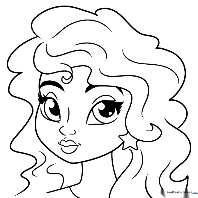 Cute Girl Face Coloring Sheet