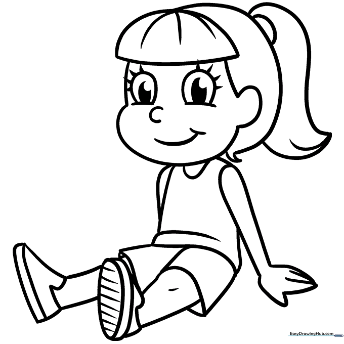 Girl Sitting Coloring Sheet