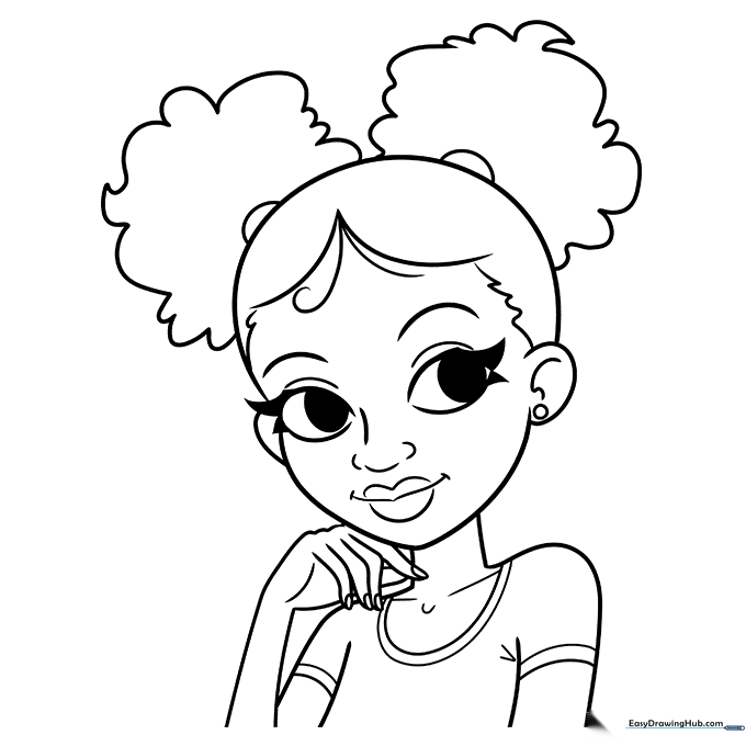 Black Girl Cartoon Coloring Sheet