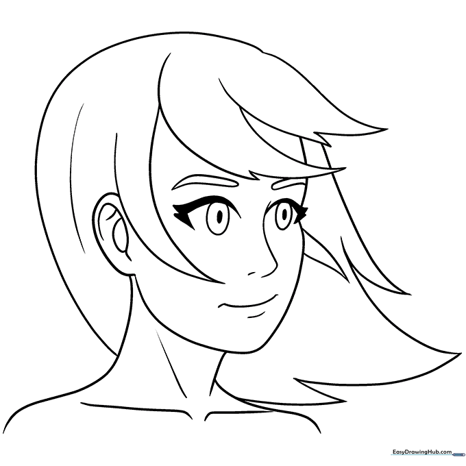 Anime Hair for Girls and Women Coloring Sheet