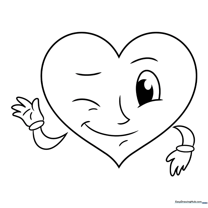 Cute Heart Smiley Face Coloring Sheet