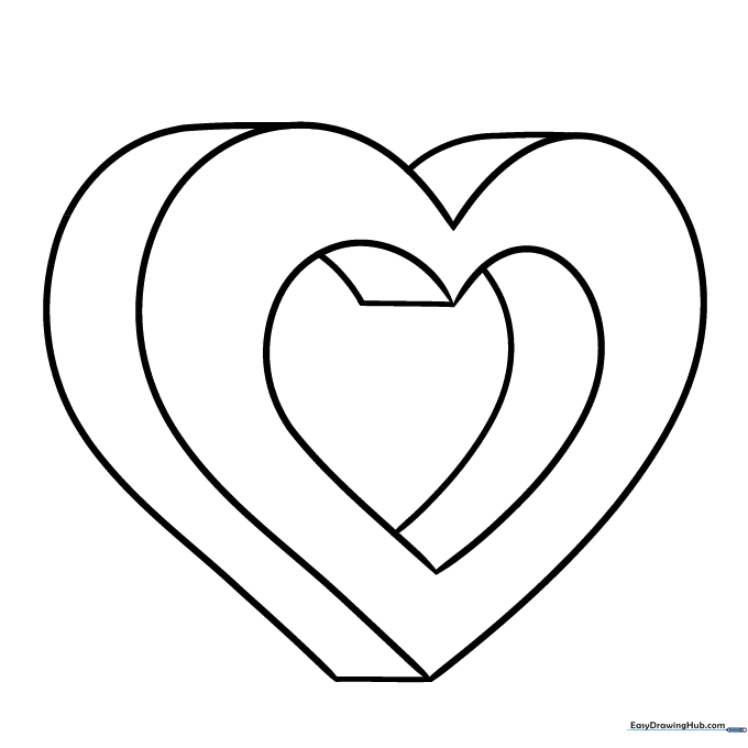 3D Heart Coloring Sheet