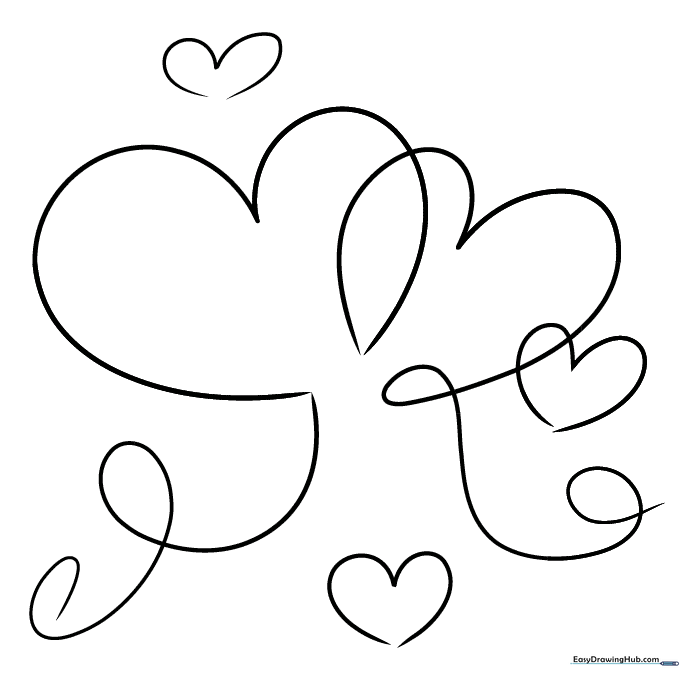 Heart Line Drawing Coloring Sheet