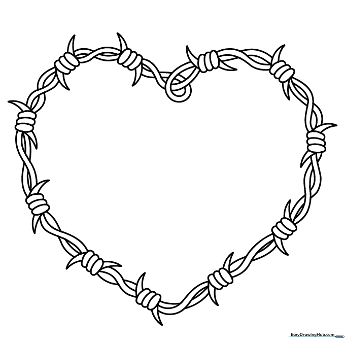 Barbed Wire Heart Coloring Sheet
