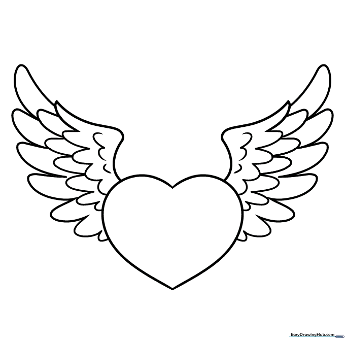 Heart with Wings Coloring Sheet