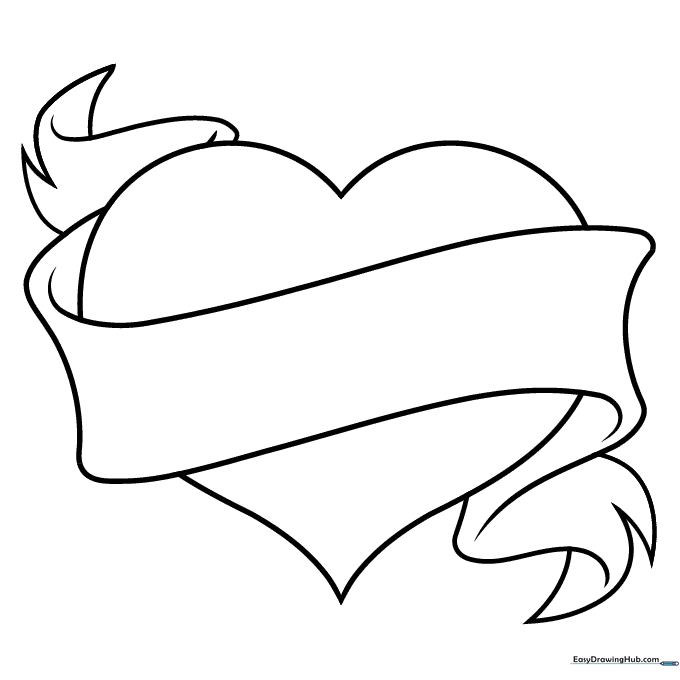Heart with Ribbon Coloring Sheet