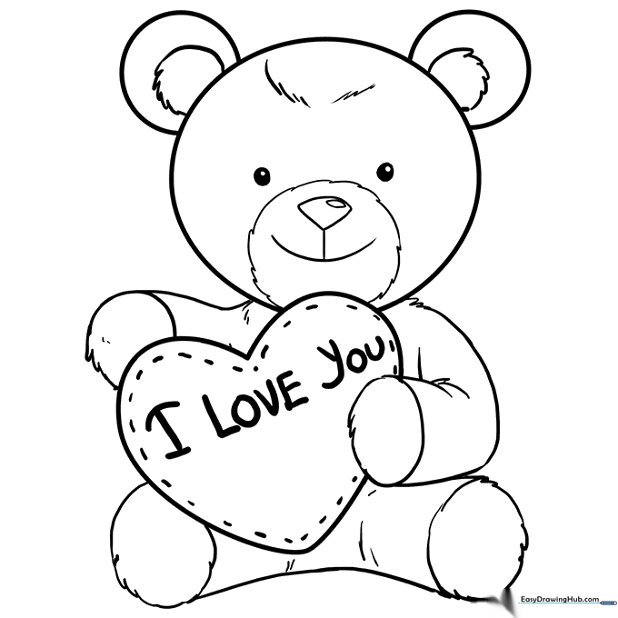 Teddy Bear with a Heart Coloring Sheet