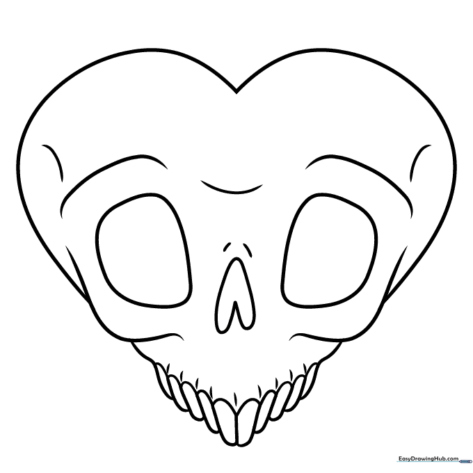 Skull Heart Coloring Sheet