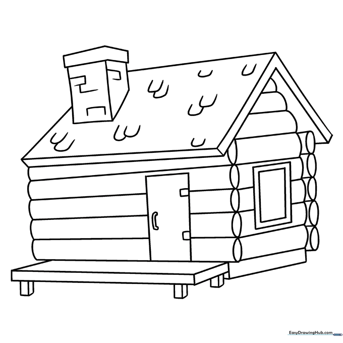 Log Cabin Coloring Sheet