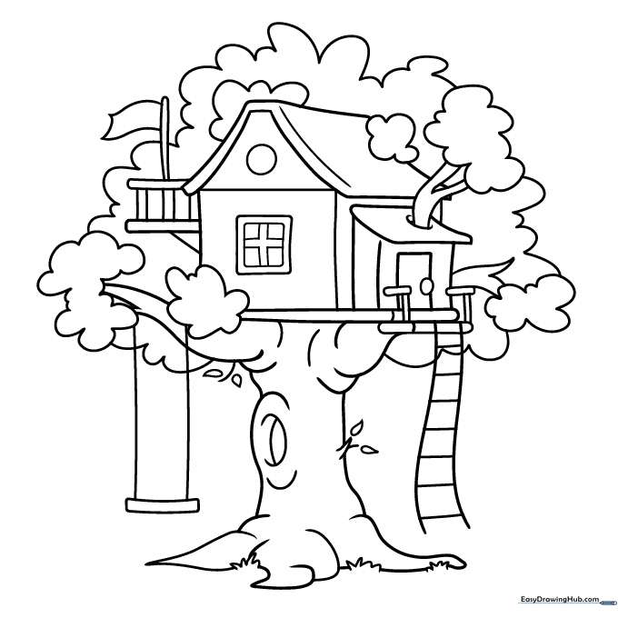 Tree House Coloring Sheet