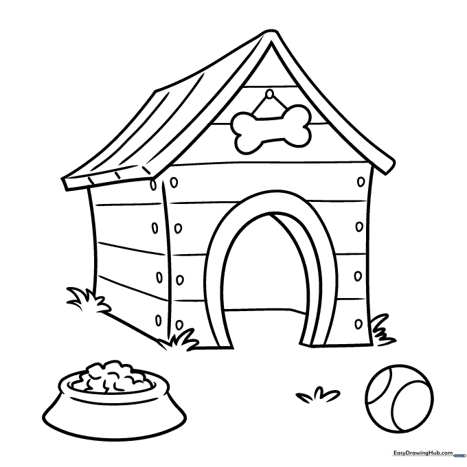 Dog House Coloring Sheet