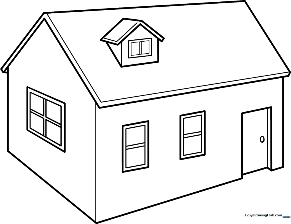 3D House Coloring Sheet