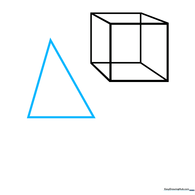 A single triangle drawn as the starting point for a 3D pyramid.