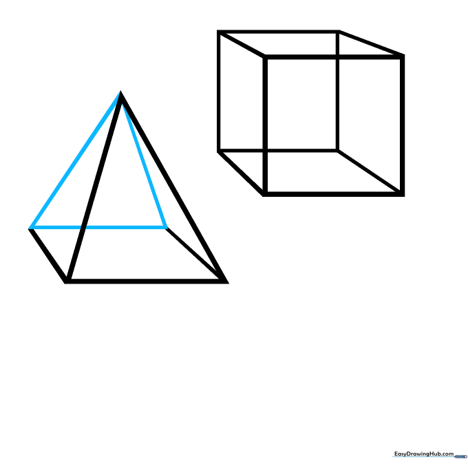 A fully formed 3D pyramid with visible triangular faces.