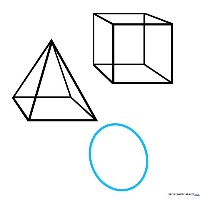 A single circle drawn to begin the construction of a cylinder.