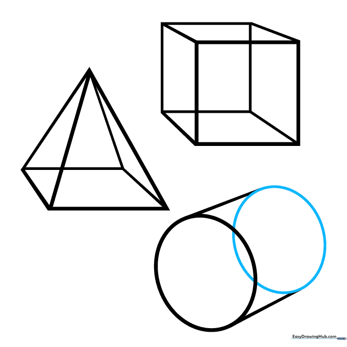 A completed 3D cylinder with a curved base.