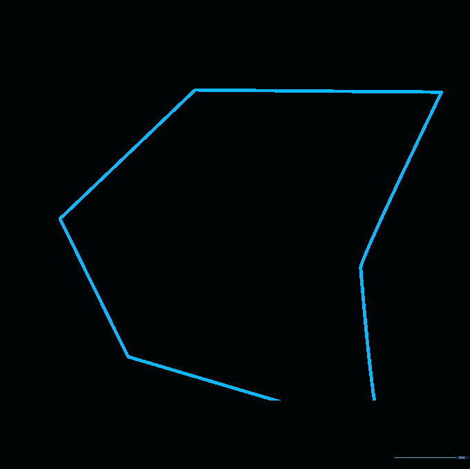 Light pencil outline of a six-sided irregular shape resembling an open book, serving as the base for 3D stairs.