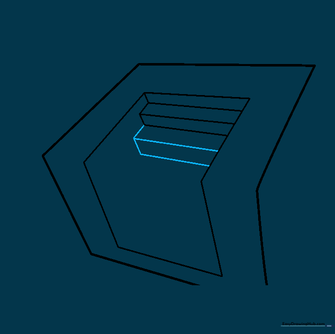The zigzag pattern of the stairs being extended further down the page with consistent parallel lines.