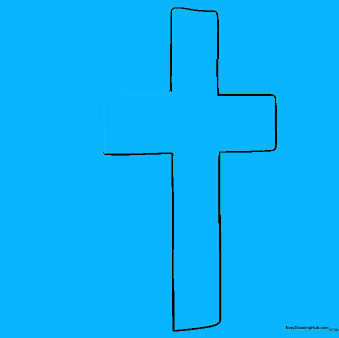 Completed flat outline of the cross shape.