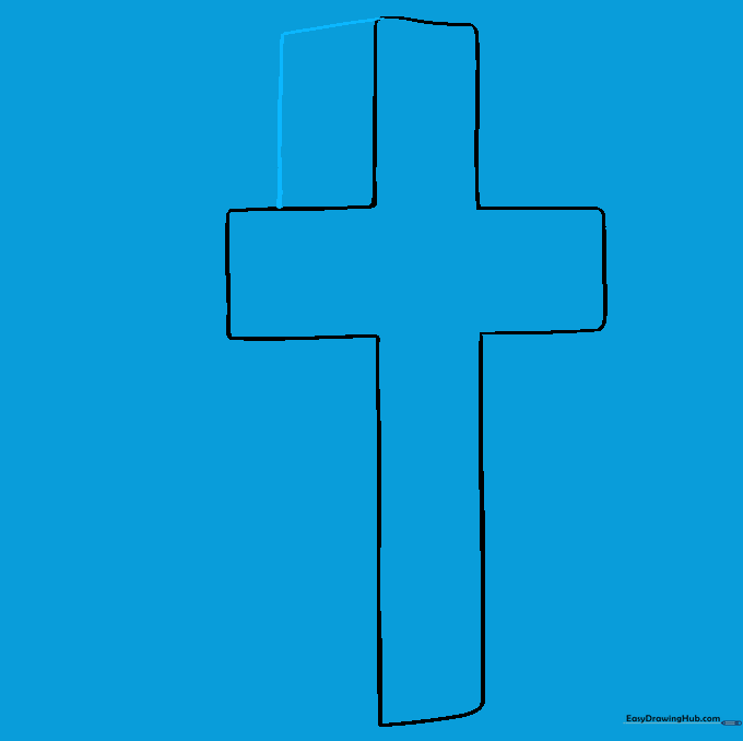 Adding depth lines to the top of the cross to create a 3D effect.