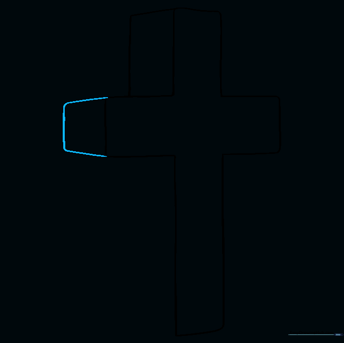 Adding a trapezoid shape to the left arm to show depth.