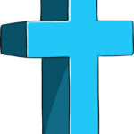 A completed, colorful 3D cross drawing showing depth and perspective.