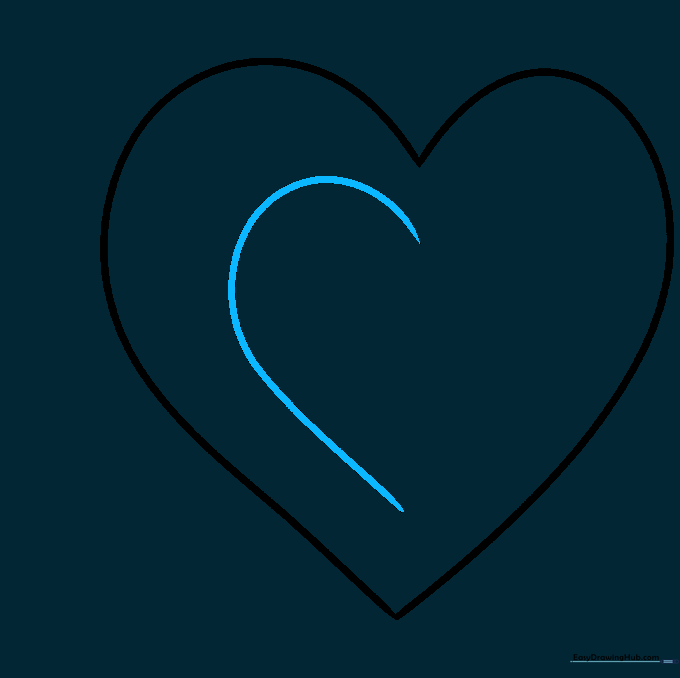 An inner curved line drawn inside the heart shape to define the thickness.