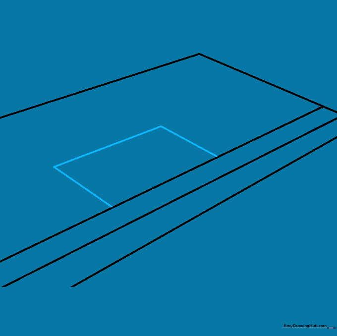A rectangular outline drawn on the floor section to mark the location of the 3D hole.