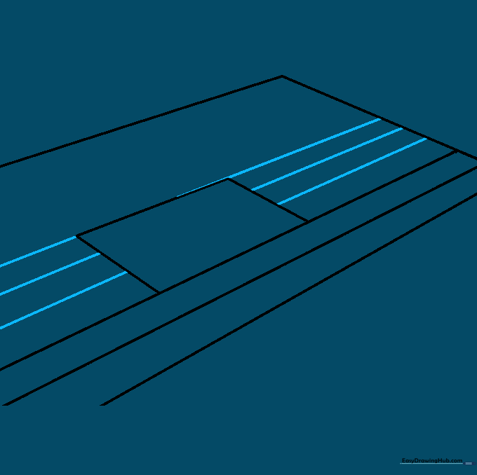 Extending floorboard lines up to the edge of the rectangular hole outline.