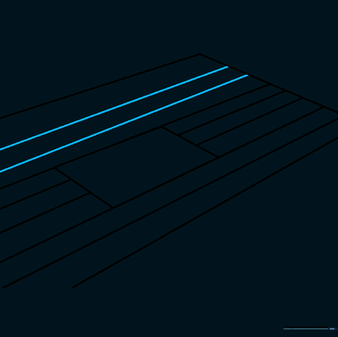The floor is now fully covered in parallel lines, leaving the rectangular hole blank.