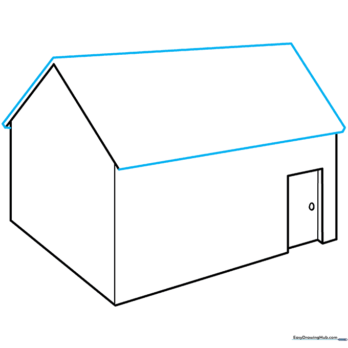Connecting the roof planes with parallel lines to complete the 3D roof structure.