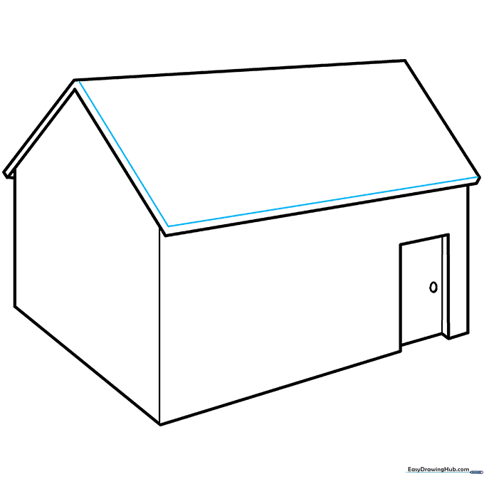 Adding an L-shaped line to the roof edge to emphasize the 3D perspective.