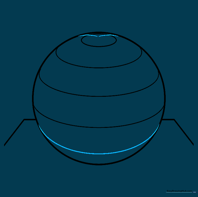 Completing the horizontal curves and adding vertical connectors to the top pole.