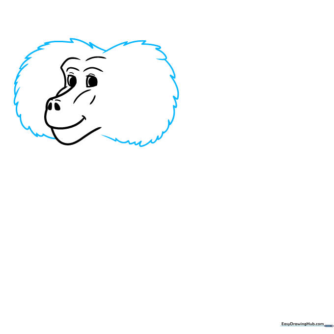 Adding jagged fur texture around the cheeks of the baboon.