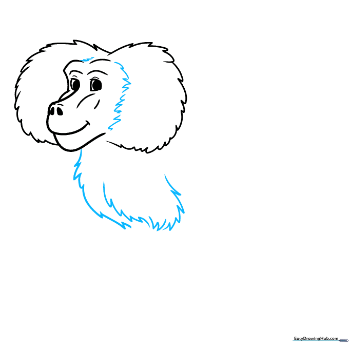 Expanding the drawing to include the baboon's chest and shoulder line.