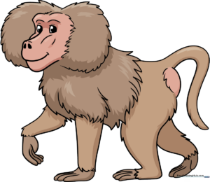 A friendly cartoon baboon illustration, perfect for kids' art projects.