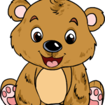 A completed, colorful baby bear drawing designed for kids.