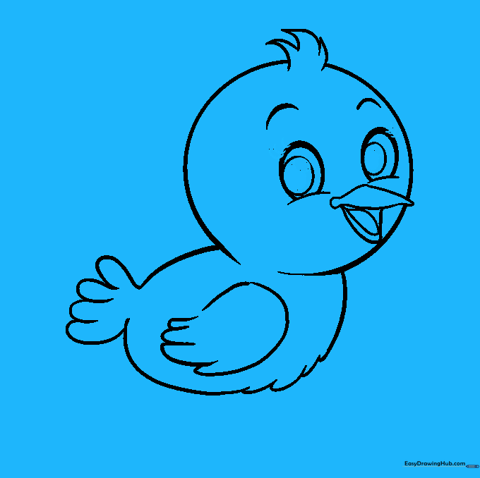 Close-up detail of the bird's eyes with pupils and eyelashes added.