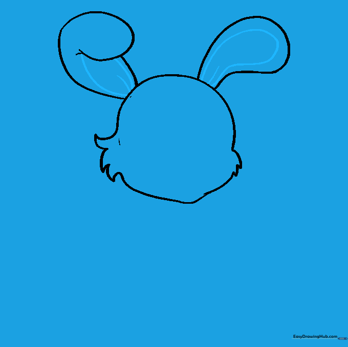 Adding inner ear details to give the bunny ears a realistic, curved appearance.