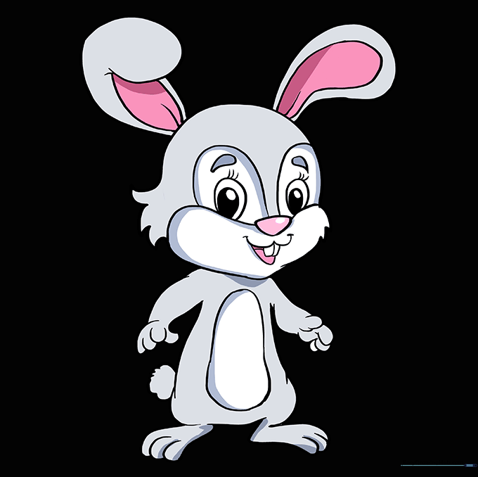 The finished baby bunny drawing, fully colored with soft, natural tones.