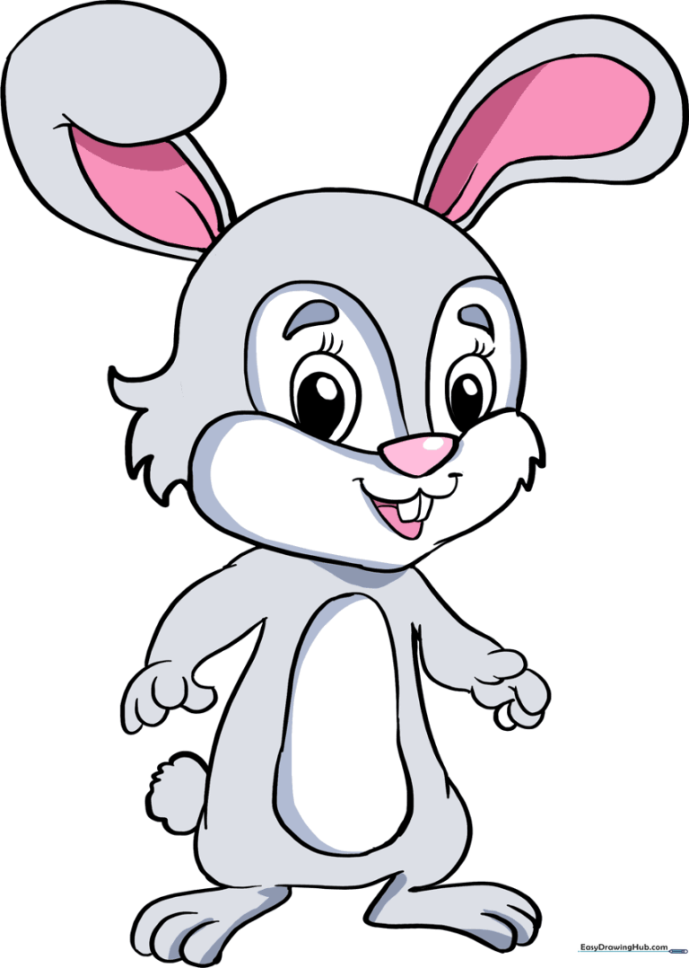 A cute, finished illustration of a baby bunny, perfect for kids to use as a reference.