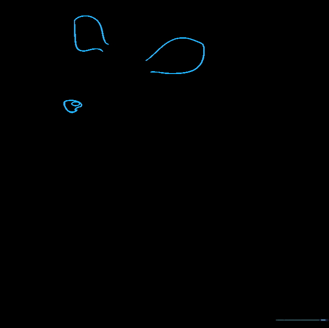 Drawing the nose and two long, pointed ears on the deer's head.
