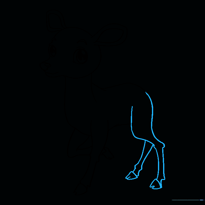 Adding the rear legs and hooves to the deer body.