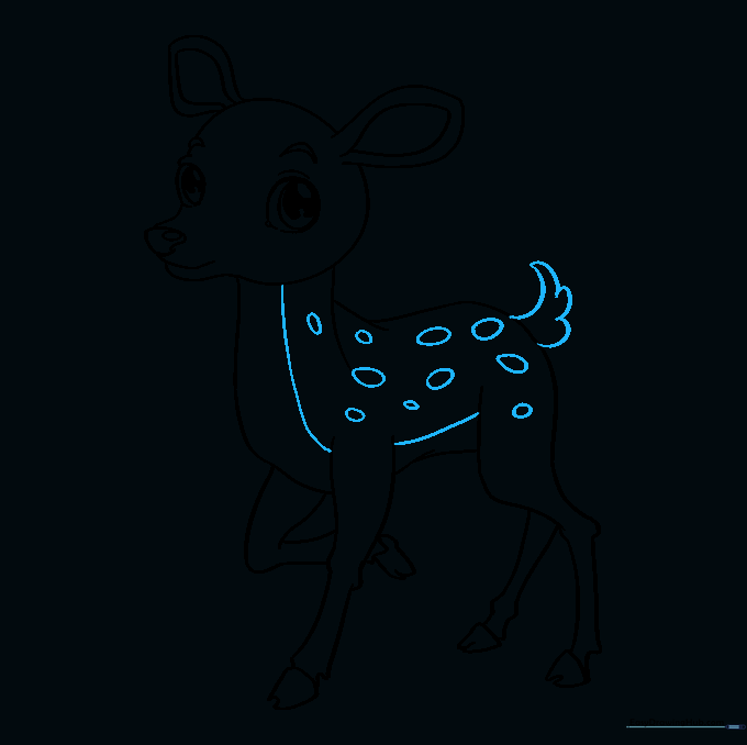 Adding a tail and spots to the baby deer's back.
