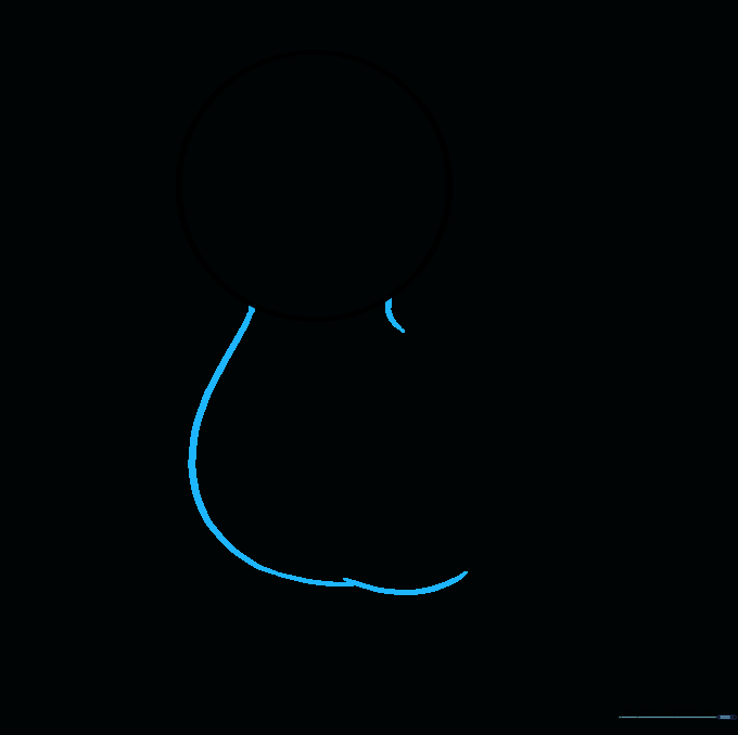 Outlining the duckling's neck and rounded body using smooth, curved pencil lines.