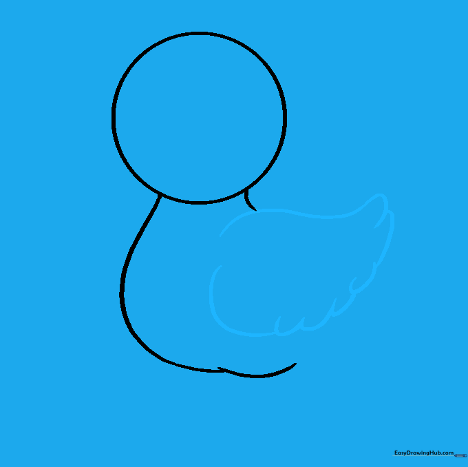 Adding a scalloped wing shape to the side of the duckling's body.