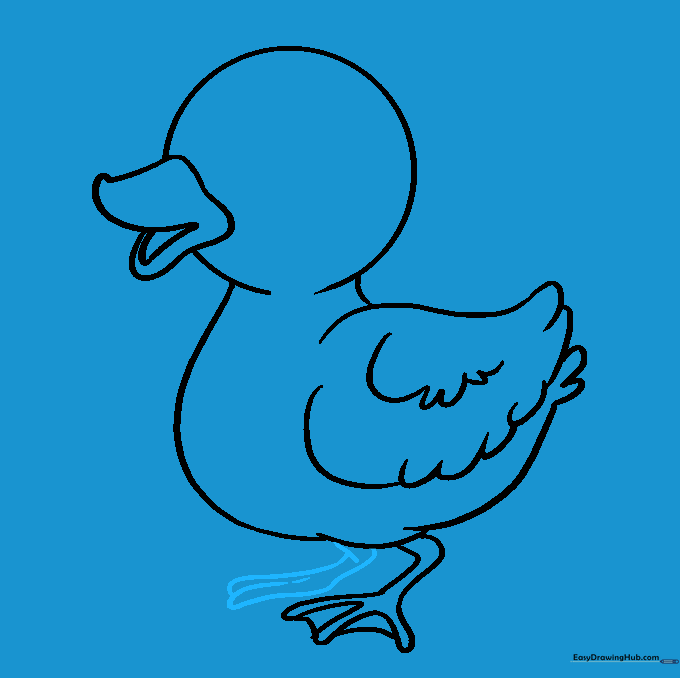 Adding the second leg to the duckling for a complete stance.