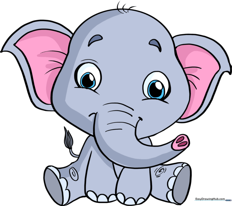 A friendly, cartoon-style baby elephant, showcasing the final result of the tutorial.